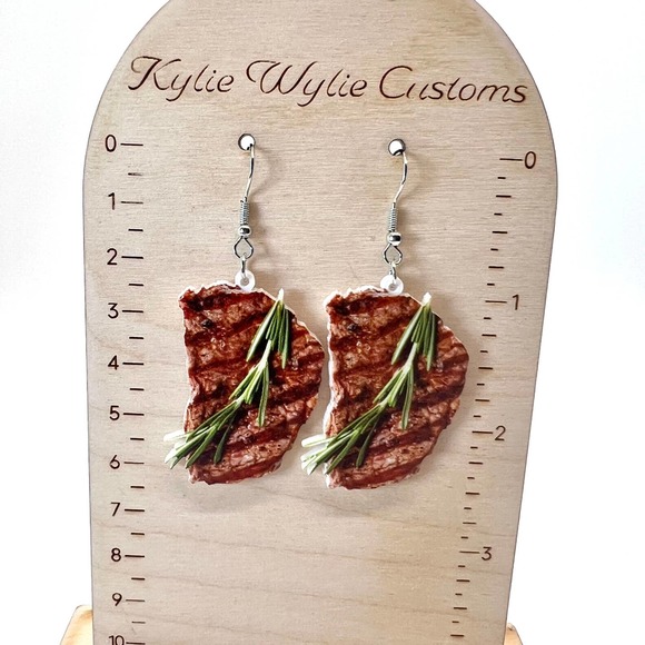 Ribeye Steak Earrings - Steak House Earrings - Foodie Earrings - Statement Earri - Picture 8 of 8